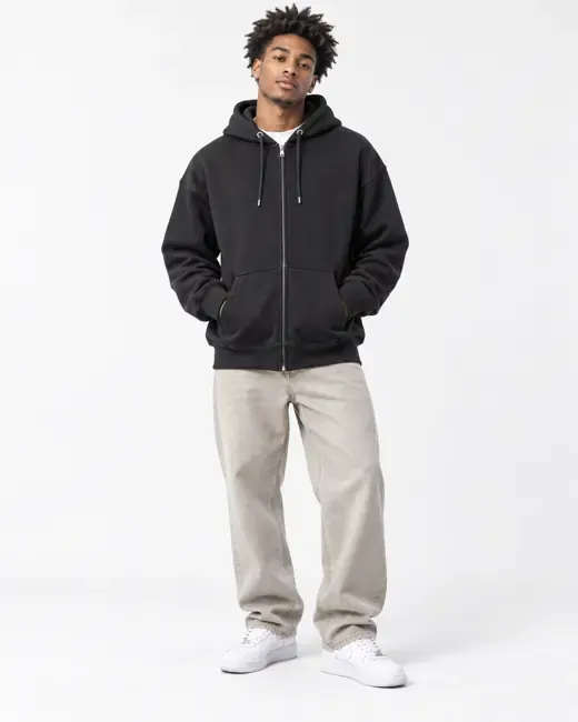 Black zip hoodie with stone pants